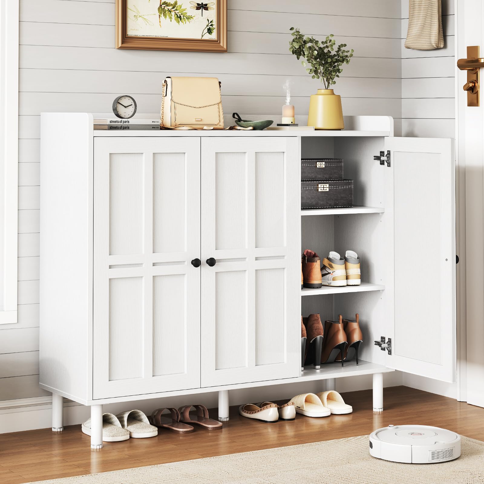 Amazon.com: ONBRILL Shoe Cabinet with 3 Doors and Adjustable